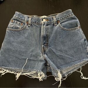 Levi's Blue Frayed Jean Shorts